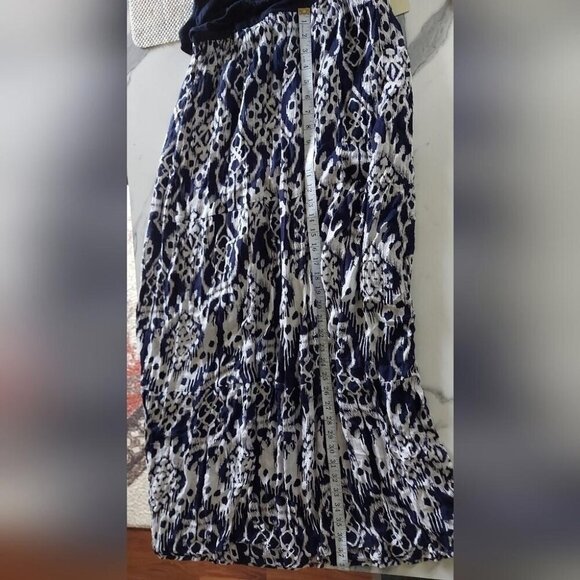 Whimsigoth Maxi Dress Boho Witchy Tiered Blue & White Gown Medium - Picture 10 of 13